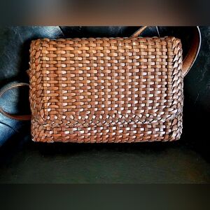 Talbots Brown Woven Leather Crossbody Bag